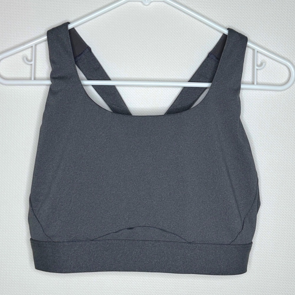 Athleta Interval Sports Bra Charcoal Shadow Gray Compression size Medium